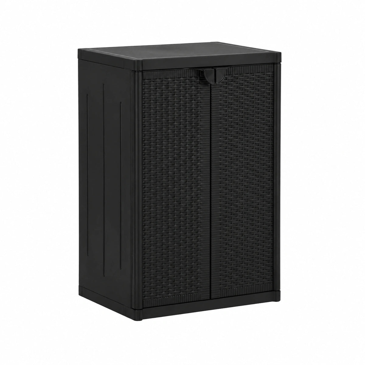 Black resin wicker armoire with storage, 65x45x88 cm, outdoor garden cabinet for bedroom storage from Lornica.
