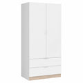 Lornica white oak armoire with drawers and doors, 81x180x52 cm, ideal for bedroom storage and home decor.