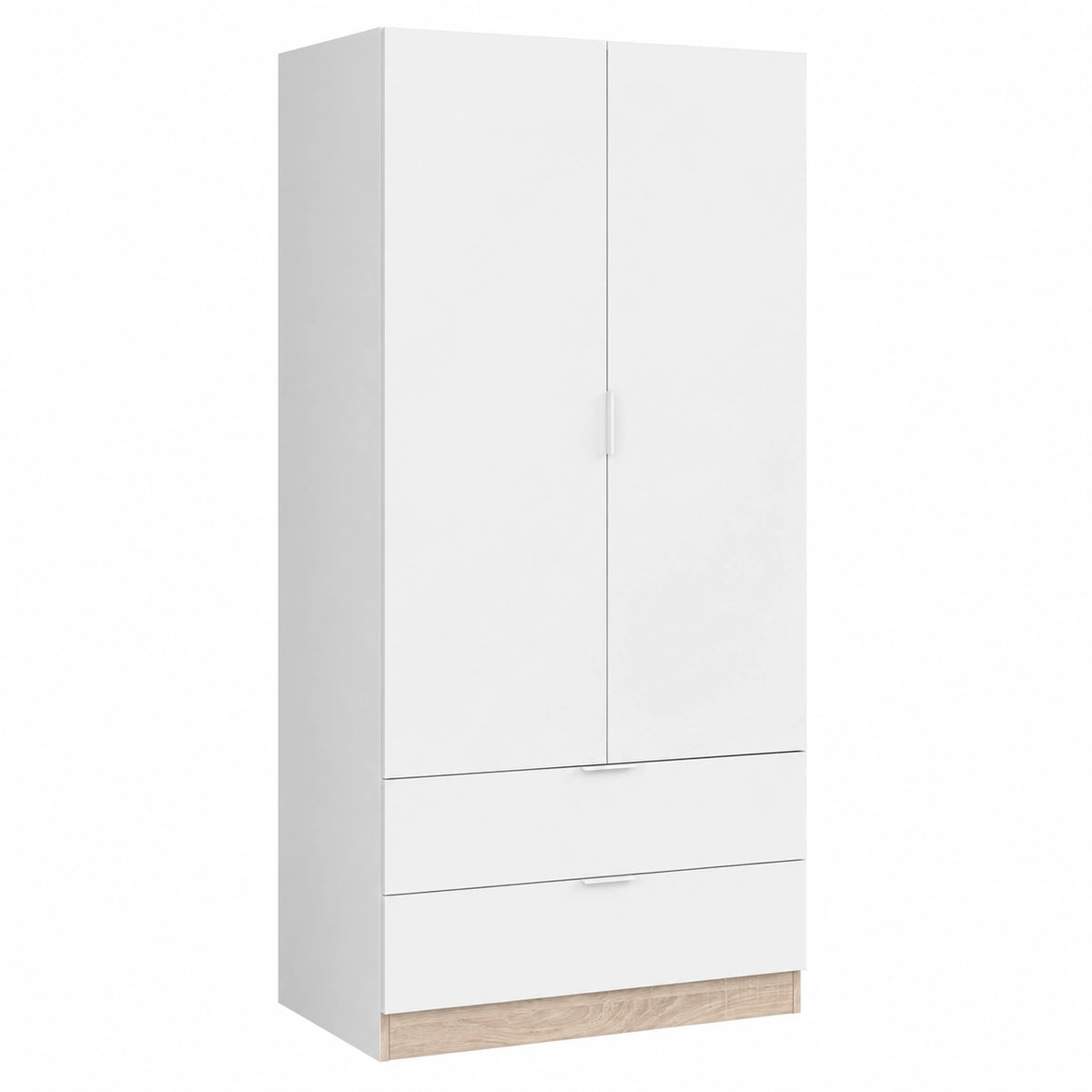 Lornica white oak armoire with drawers and doors, 81x180x52 cm, ideal for bedroom storage and home decor.