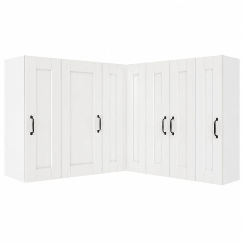 White Lornica wardrobe with shelves and doors, 57x57x80 cm, ideal for bedroom storage and organization.