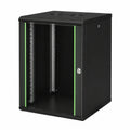 Lornica black glass-door armoire for bedroom storage, designed for office supplies and small organizational items.