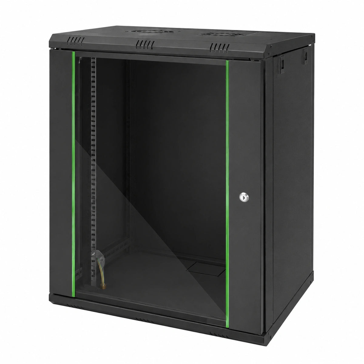Lornica bedroom armoire with integrated computer and server rack for organizing electronic equipment.