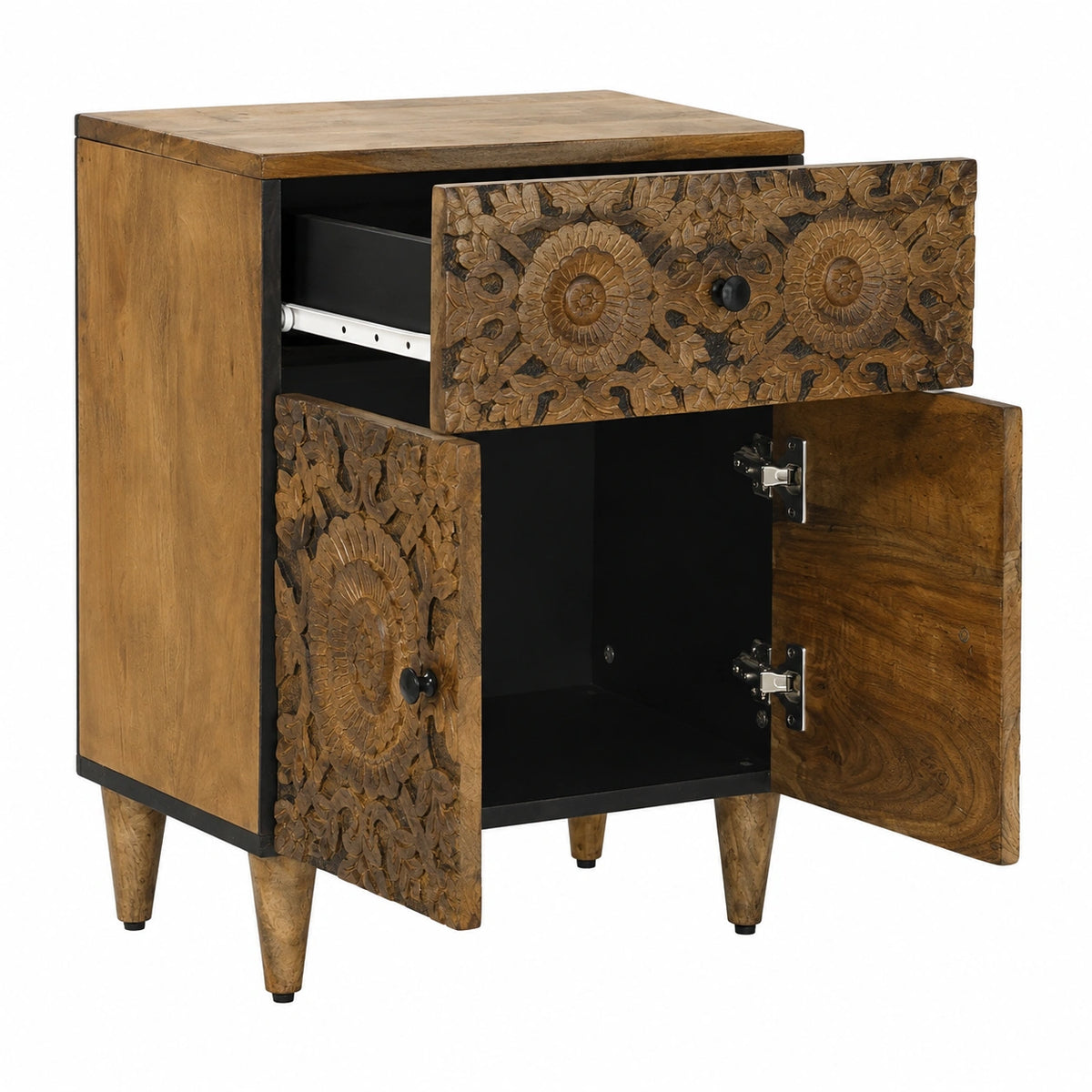 Lornica brown bedside table with drawers and storage, 50x33x60 cm, ideal for bedroom decor and organization
