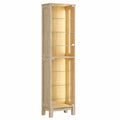 Lornica oak and glass armoire with adjustable shelves and storage for bedroom or living room decor.