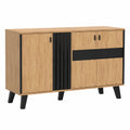 Lornica black glass armoire with storage, measuring 140x78x41 cm, ideal for bedroom organization and modern home decor.