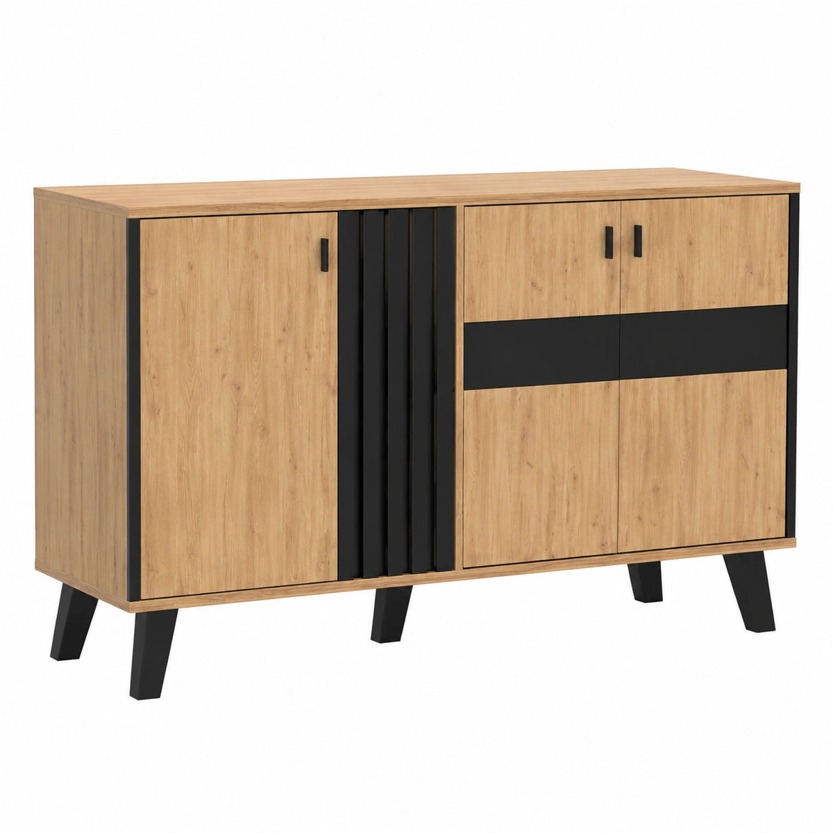 Lornica black glass armoire with storage, measuring 140x78x41 cm, ideal for bedroom organization and modern home decor.