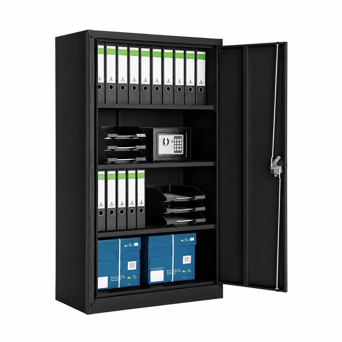 Lornica adjustable metal armoire with shelves, 140x90x40 cm, for bedroom storage and organization in home furniture.