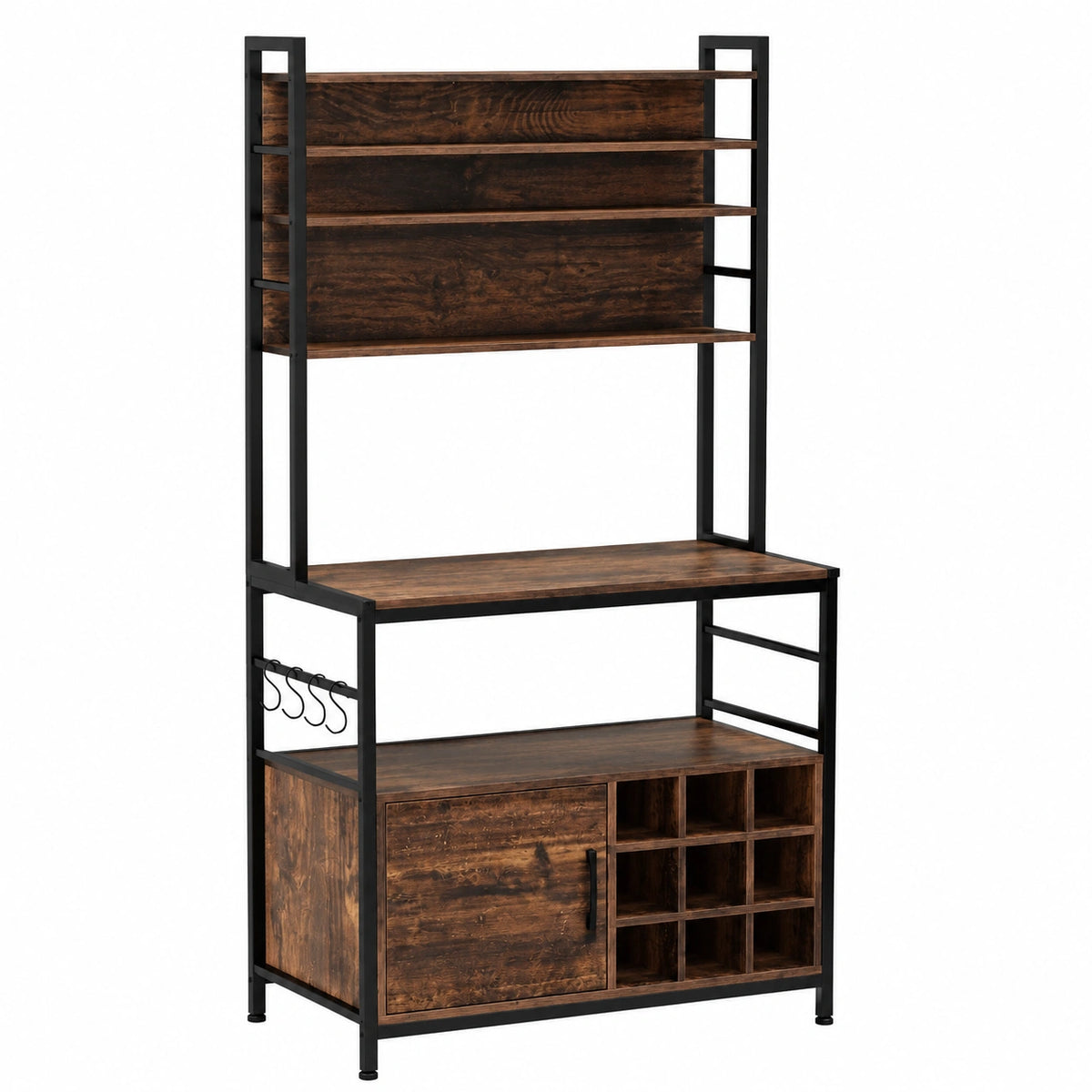 Lornica metal armoire with shelves and hooks, ideal for bedroom storage and organization in kitchen or home.