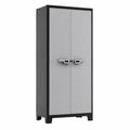 Lornica black and gray metal modular wardrobe with adjustable shelves for outdoor storage, 80x44x182 cm, ideal for bedroom or garden.