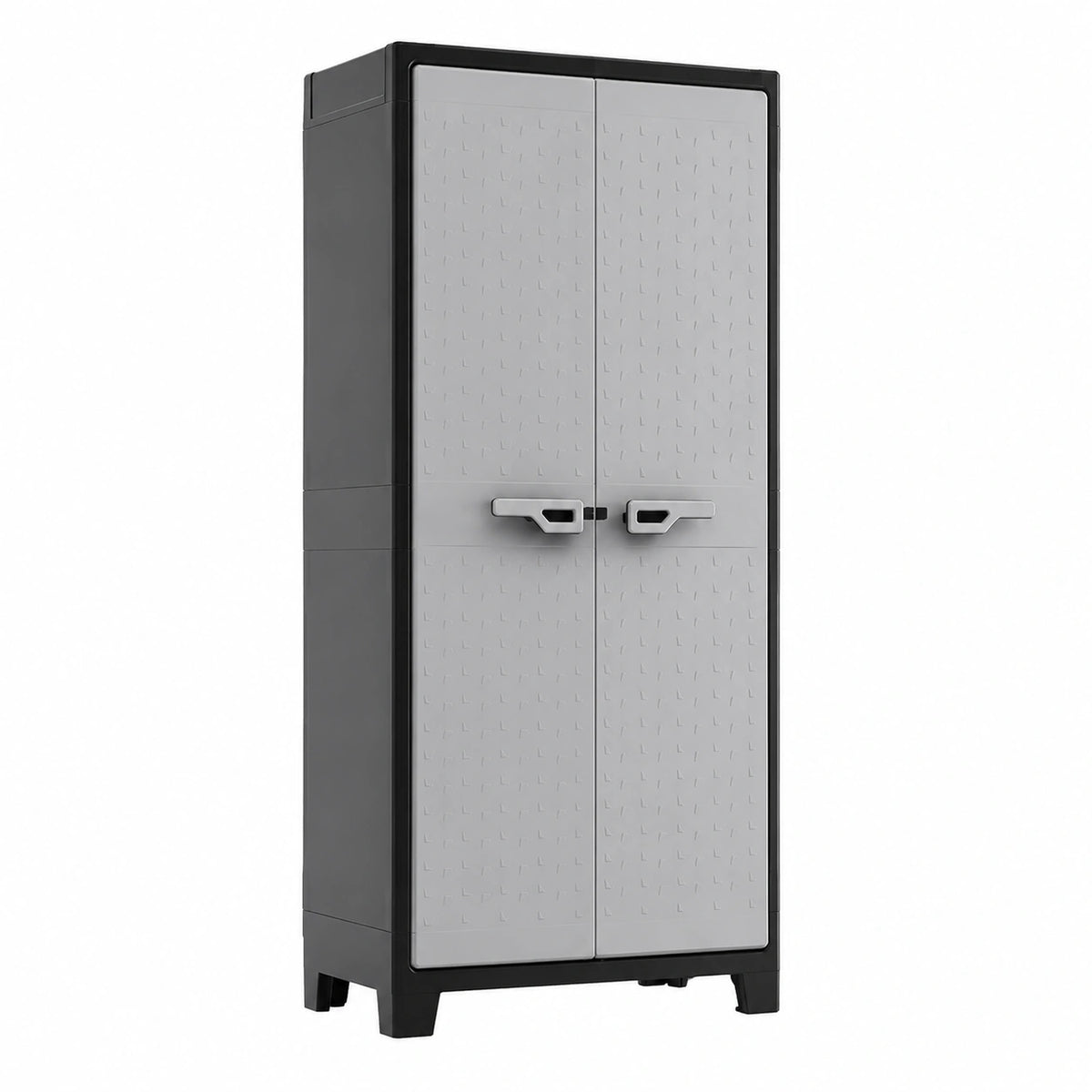 Lornica black and gray metal modular wardrobe with adjustable shelves for outdoor storage, 80x44x182 cm, ideal for bedroom or garden.