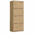 Lornica wooden coat rack with storage, shelves, and doors, suitable for entryway or hallway in modern home decor.