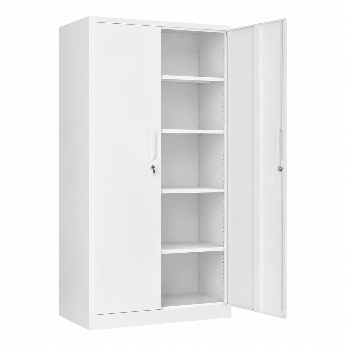 Lornica white adjustable steel wardrobe with shelves, 170x78x39 cm, ideal for bedroom storage and organization