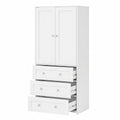 White Lornica armoire with drawers and doors, 180x80x48 cm, bedroom storage furniture in a modern kitchen and home decor style.