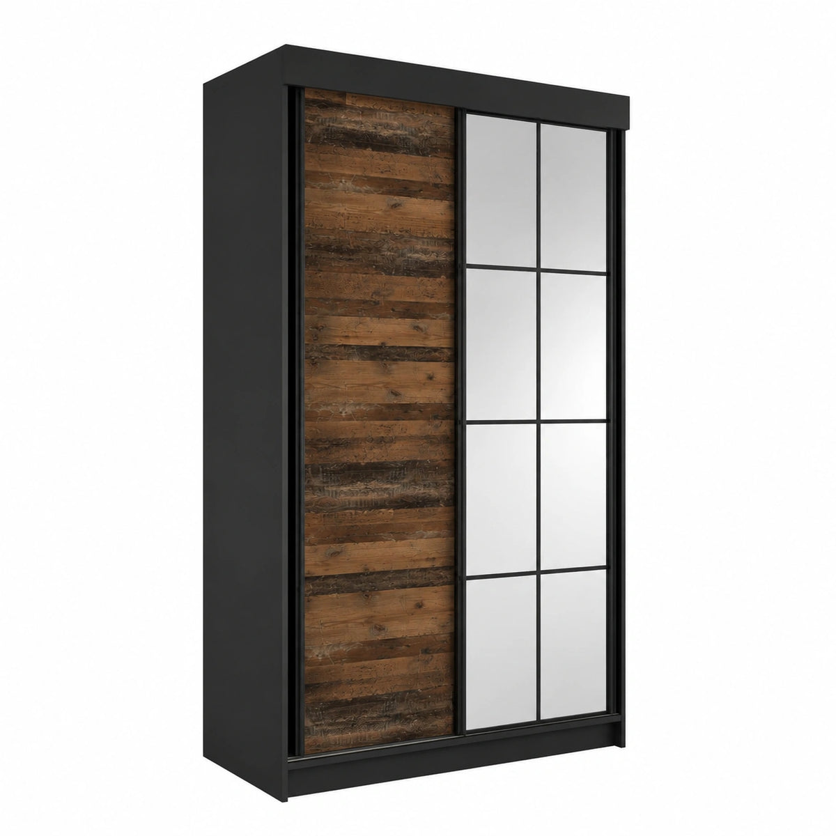 Lornica black armoire with storage, 138x205x59 cm, ideal for bedroom organization in modern home decor.