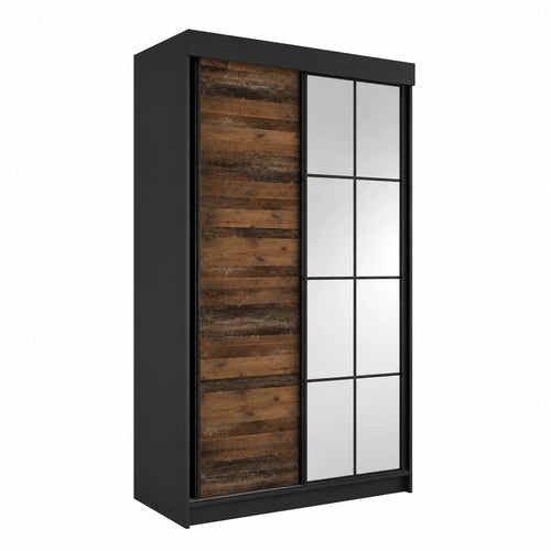 Lornica black armoire with storage, 138x205x59 cm, ideal for bedroom organization in modern home decor.