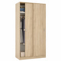 Lornica oak armoire with sliding doors in a modern bedroom, measuring 200x100x50 cm, for stylish bedroom storage.