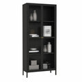Lornica black steel and glass armoire for bedroom, 180x80x35 cm, modern furniture with sleek design in a home interior setting.