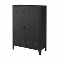 Black Lornica steel armoire with doors and storage, 110x75x33 cm, ideal for bedroom organization in modern home decor