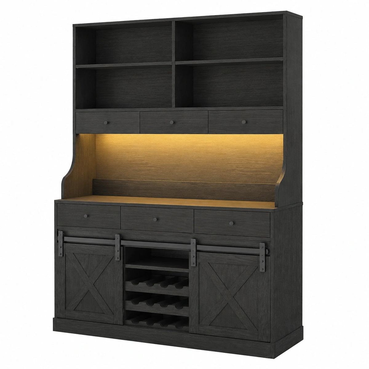 Black Lornica adjustable wardrobe armoire with drawers and storage for bedroom furniture in the kitchen and home decor collection.