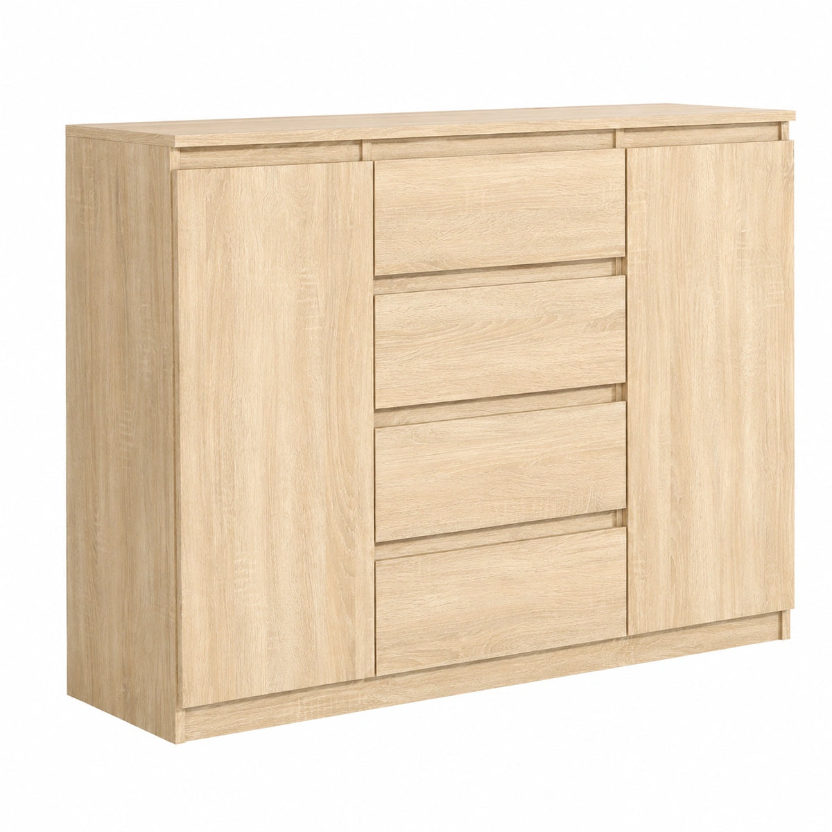 Lornica oak commode with storage, drawers and doors, suitable for bedroom or living room, made of wood with a stylish design.