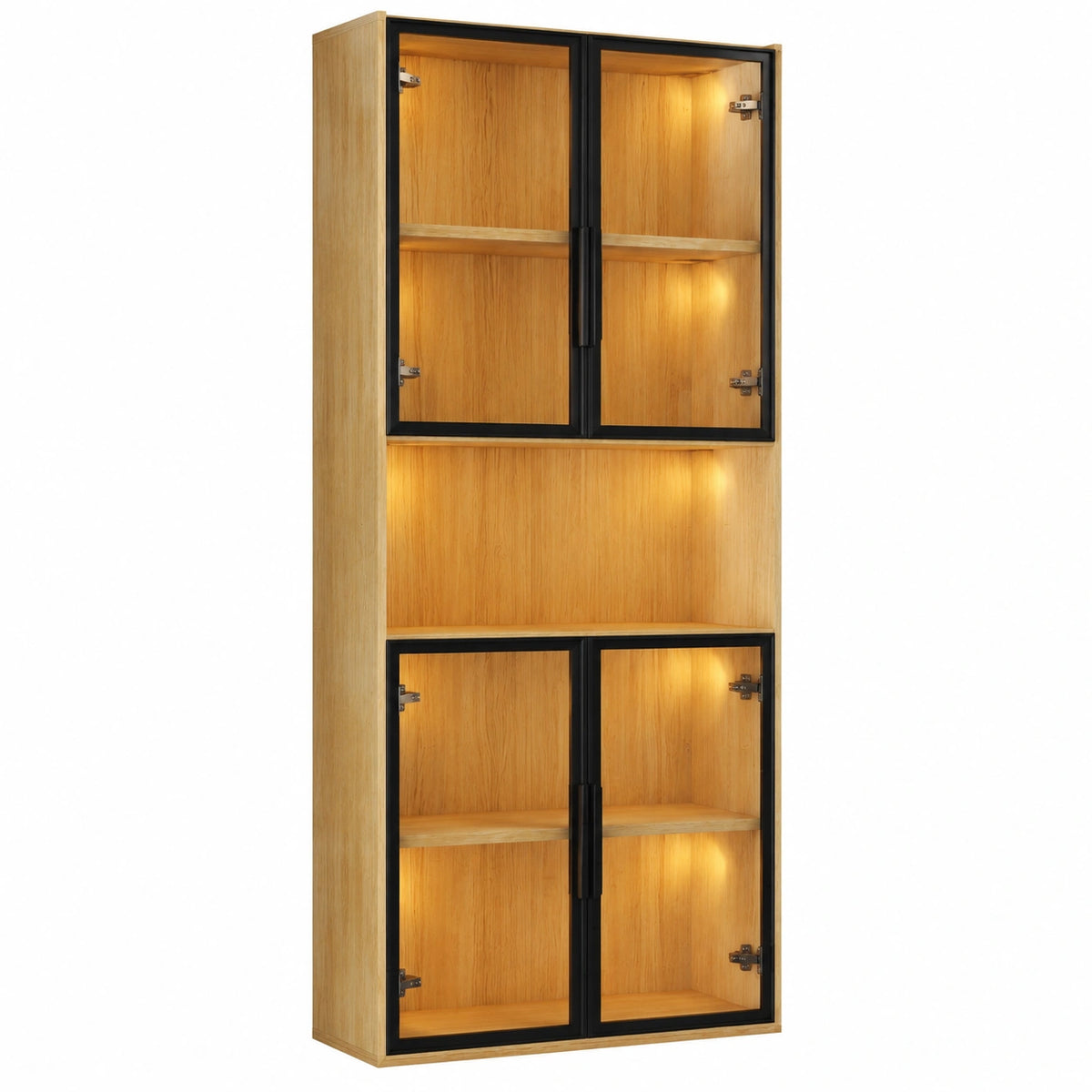 Lornica chêne armoire en bois avec panneaux, 62x32x160 cm, pour chambre, cuisine ou maison, meuble de rangement élégant