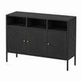 Black steel armoire with doors and storage, 119x35x80 cm, ideal for bedroom furniture in modern home decor.