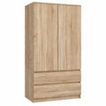 Lornica oak armoire with drawers and doors, wood panels, suitable for bedroom storage, in a natural wood finish.