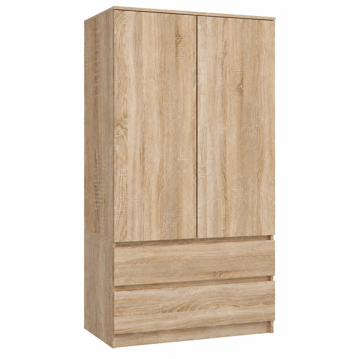 Lornica oak armoire with drawers and doors, wood panels, suitable for bedroom storage, in a natural wood finish.